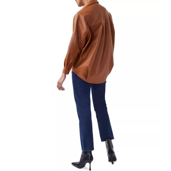FRENCH CONNECTION Crolenda Faux Leather Shirt - Picture 4 of 14